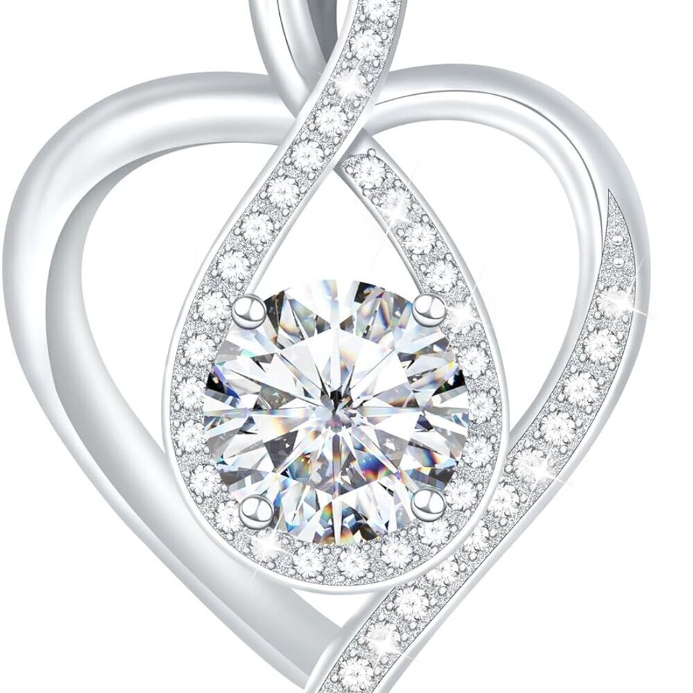 Sterling Silver Infinity Heart Necklace for Women Birthstone Gift Jewelry